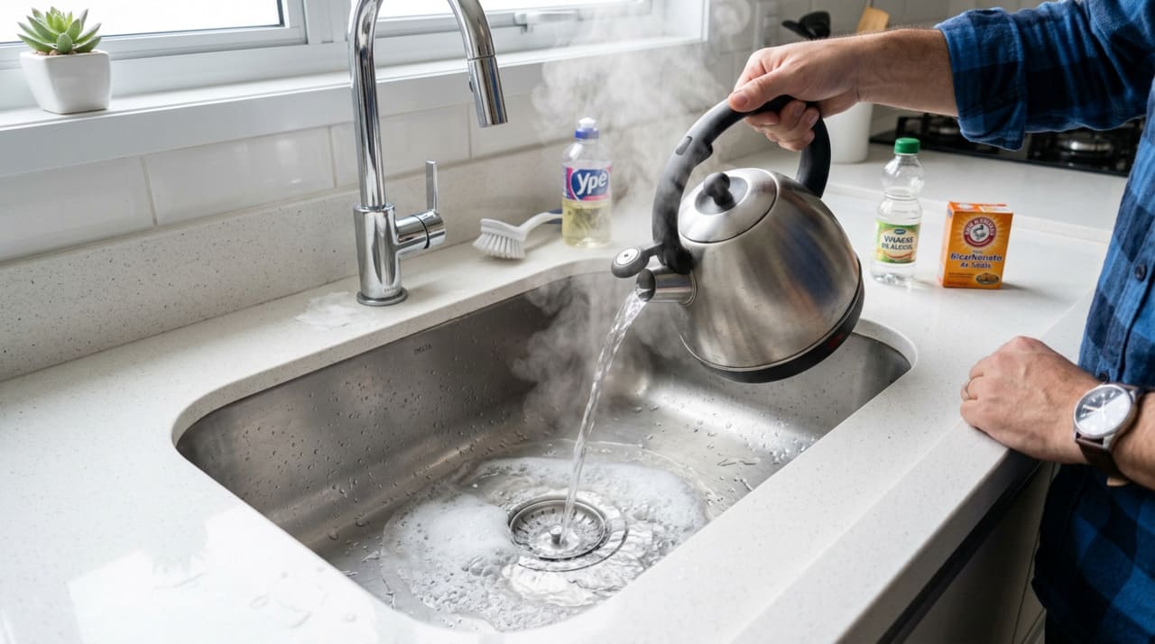 O que acontece se você jogar bicarbonato e vinagre no ralo da pia? O resultado vai salvar sua cozinha