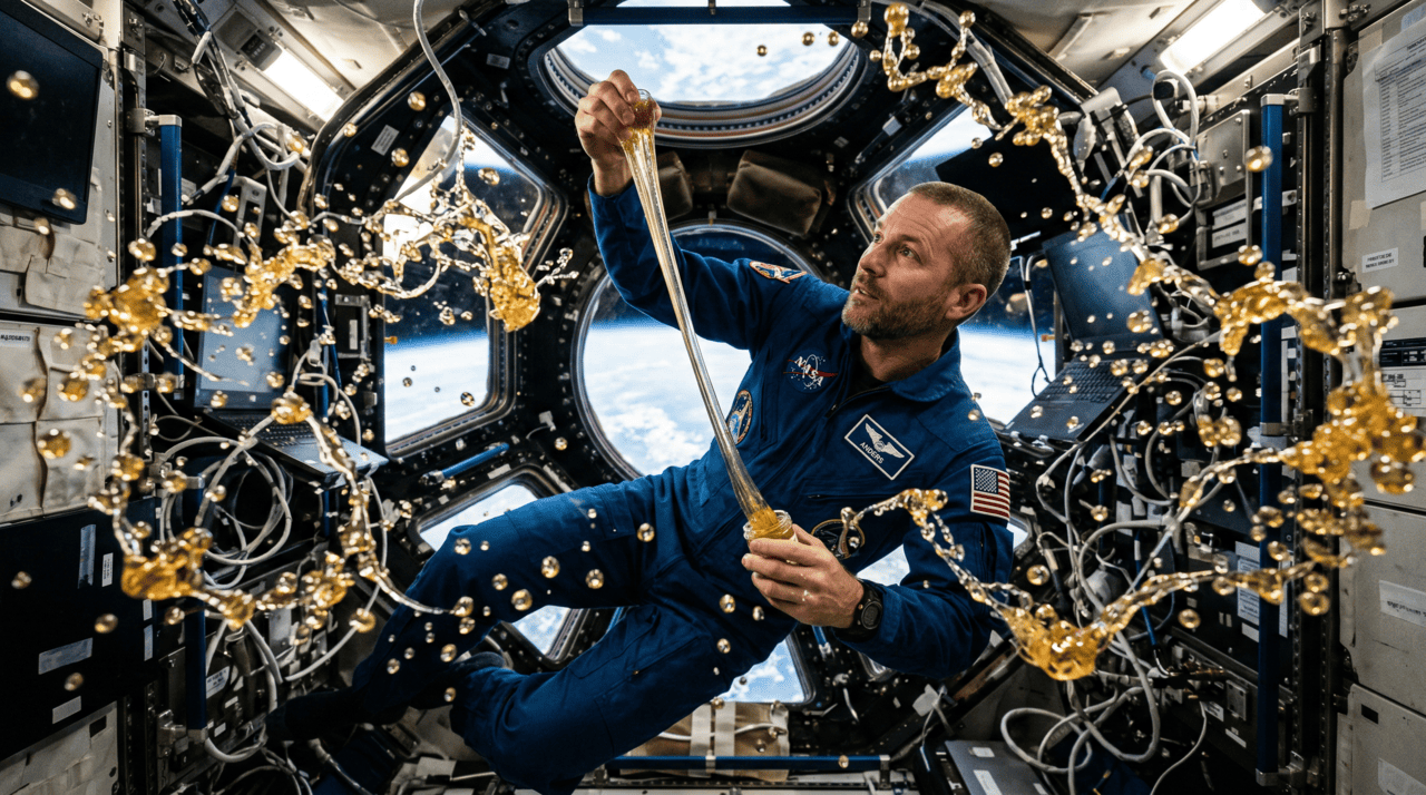 O comportamento do mel no espaço é explicado pela interação entre duas forças