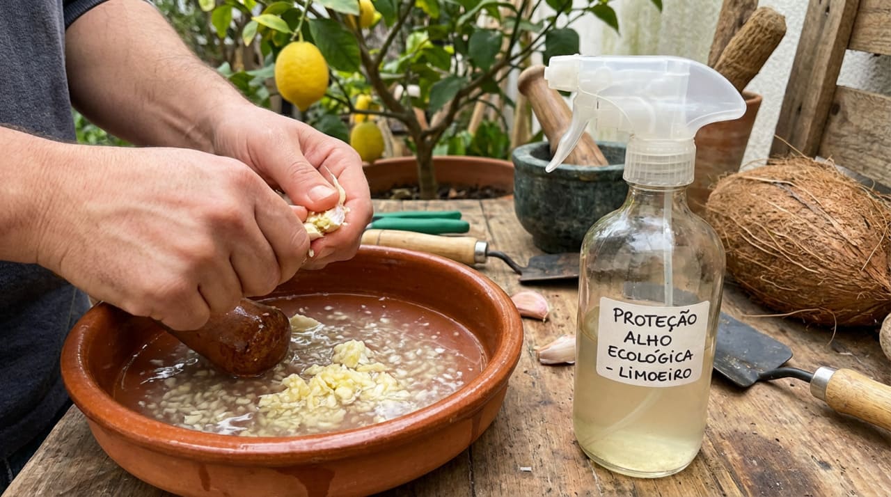O preparo do extrato de alho é simples e muito eficiente no manejo de pragas em árvores cítricas.