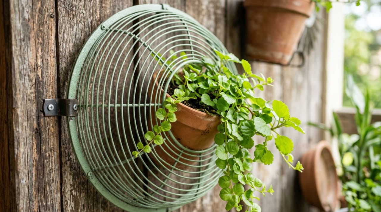 A lista de materiais para transformar o ventilador antigo em vaso de plantas é curta e acessível