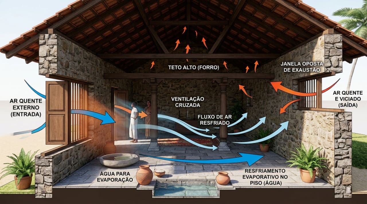 O sistema de ar condicionado natural dos tâmeis era composto por pelo menos cinco técnicas diferentes que se complementavam.