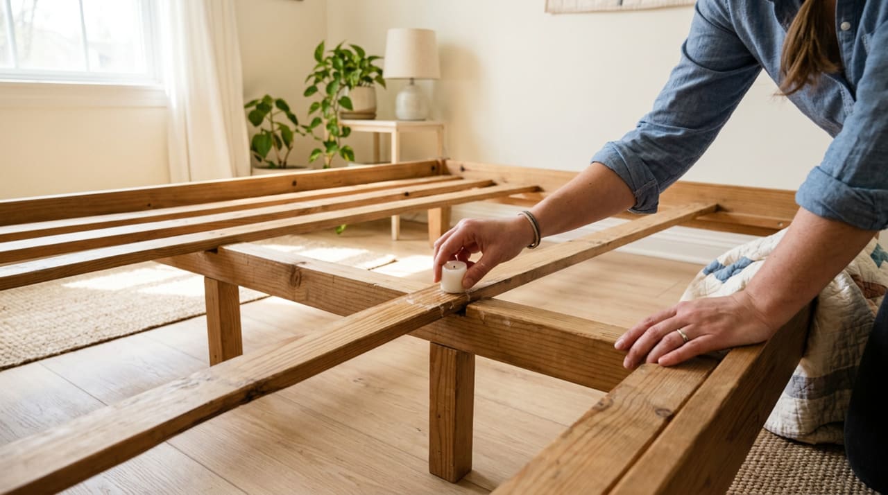 A vela de parafina funciona como um lubrificante seco: ao ser friccionada nas superfícies que rangem, cria uma película fina que diminui o atrito entre as peças