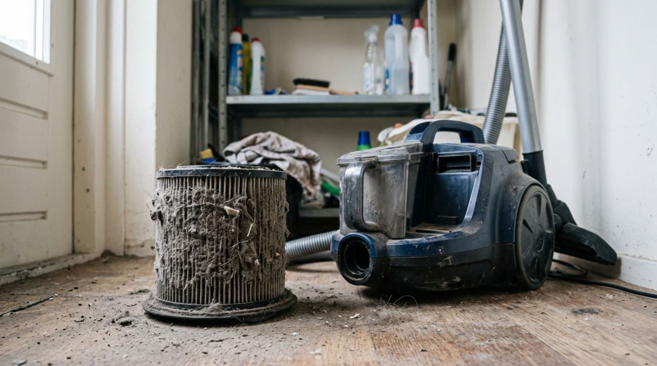 O funcionamento do aspirador depende da circulação de ar: o motor cria um vácuo parcial que puxa o ar, levando junto poeira e detritos