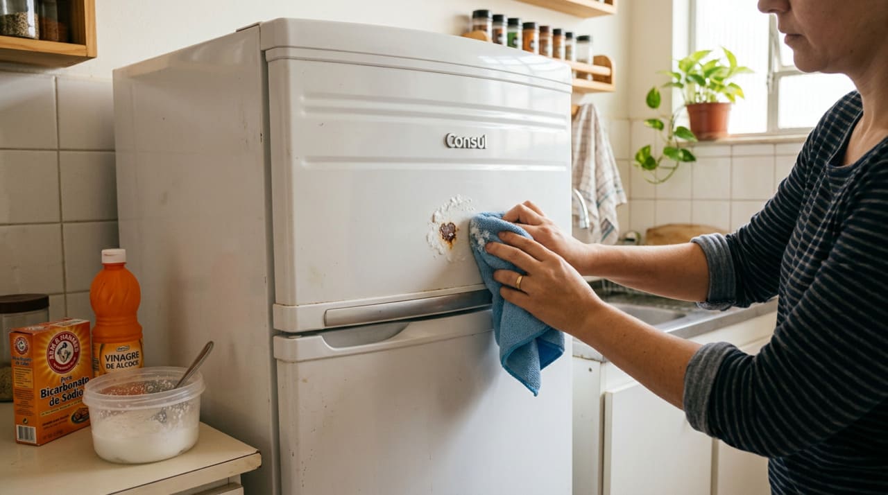 Geladeira com ferrugem? O truque da pastinha de bicarbonato que renova o visual em minutos