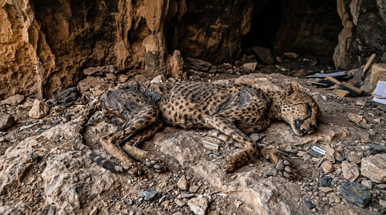 Em uma caverna perto de Arar, no norte da Arábia Saudita, encontraram corpos completos de guepardos mumificados naturalmente, e os cientistas continuam impressionados com o quão “impossível” é preservar um mamífero dessa forma