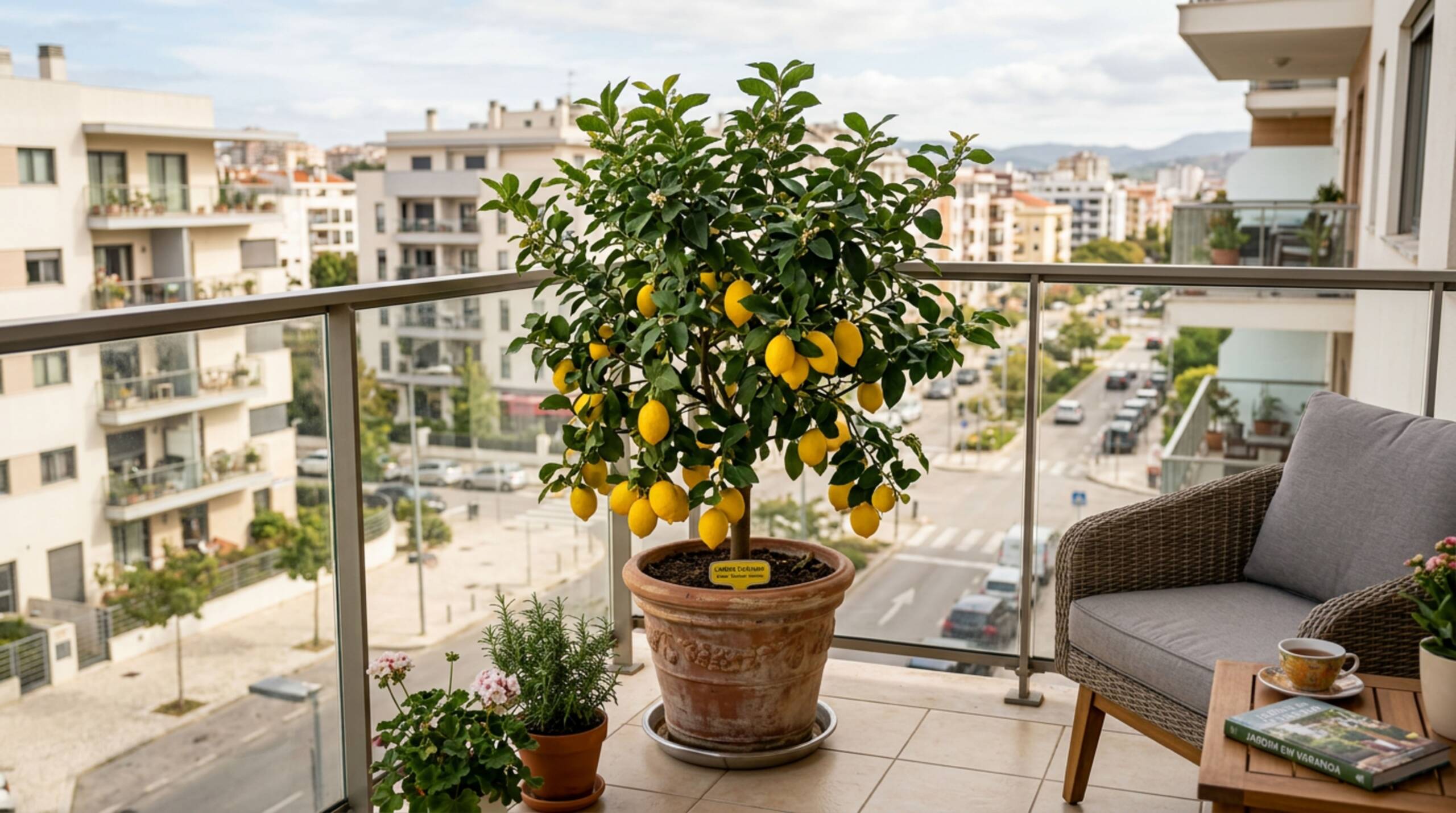 Optar por variedades anãs é o primeiro passo para garantir que o desenvolvimento da planta seja compatível com as dimensões da sua sacada