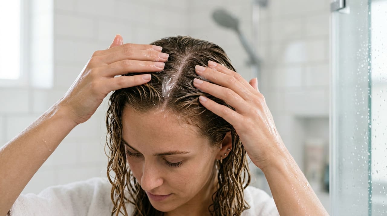 O hábito central é enxaguar o cabelo por mais tempo e com técnica, garantindo que todo o shampoo, condicionador e máscara sejam removidos
