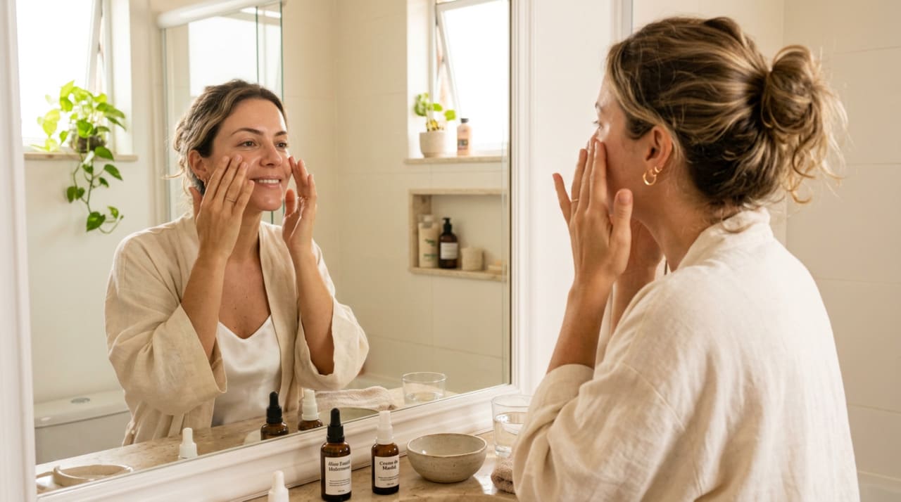 O chamado “hábito japonês de 2 minutos ao acordar” é um pequeno ritual facial com compressas de água, alongamento leve do rosto e toques suaves com as pontas dos dedos.