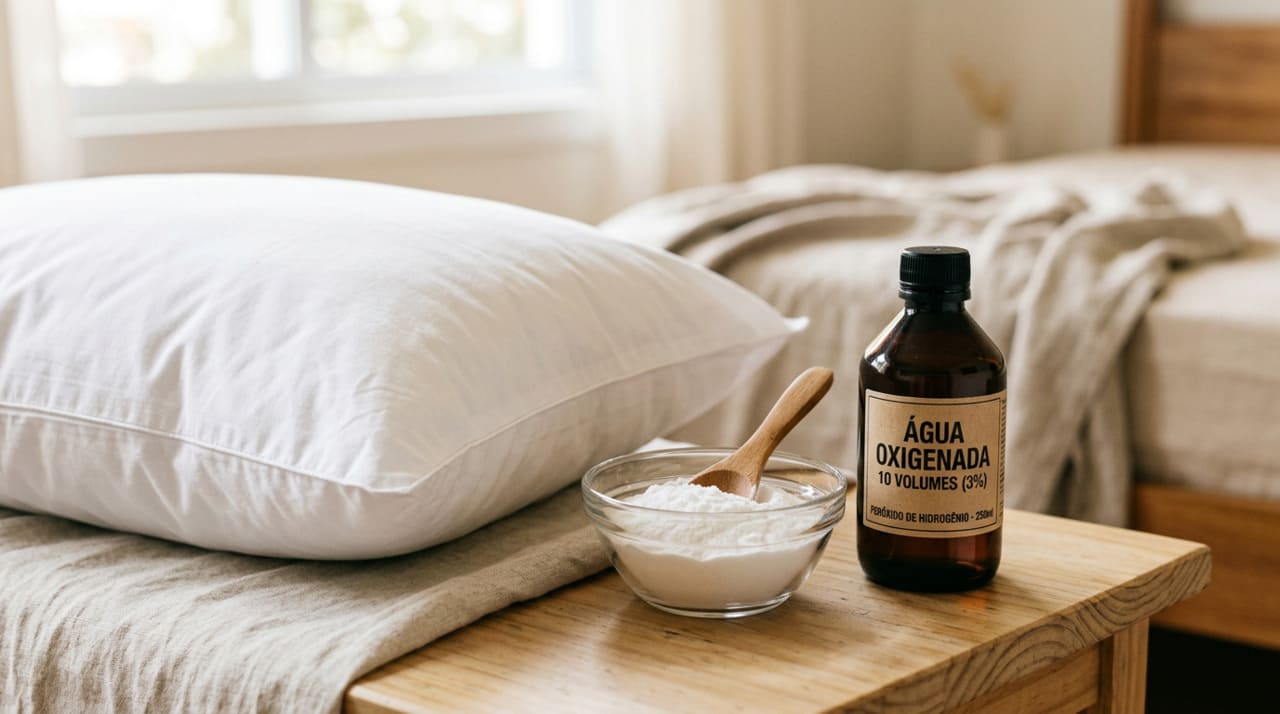 Encha o tanque ou uma bacia grande com água quente (nunca fervendo) e dissolva o bicarbonato e a água oxigenada, mexendo bem