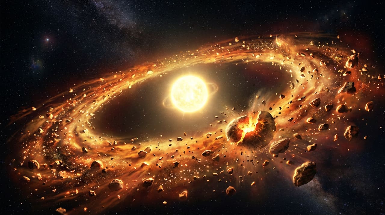 Os sinais captados pelos instrumentos modernos mostram um padrão de escurecimento na luz visível seguido por um aumento significativo nas emissões de calor que perduram por anos.