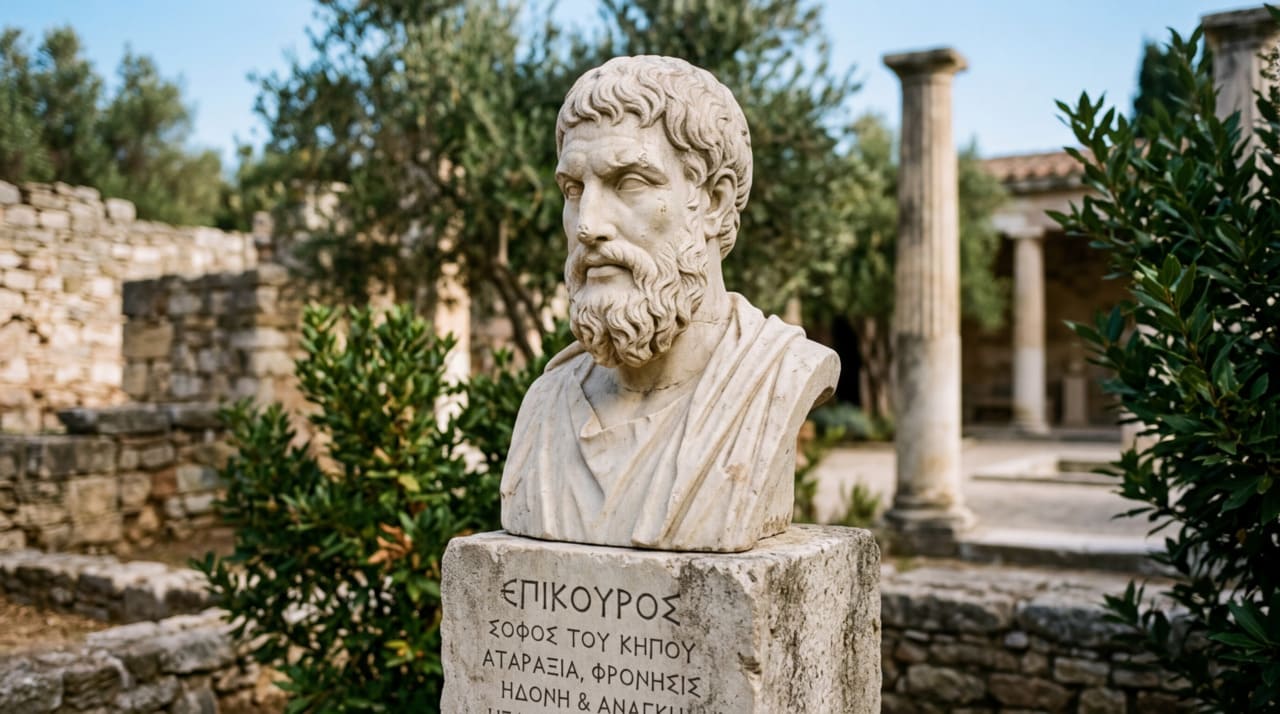 O filósofo grego propunha que a busca pela felicidade não deve ser confundida com o acúmulo de bens materiais ou a satisfação de caprichos momentâneos