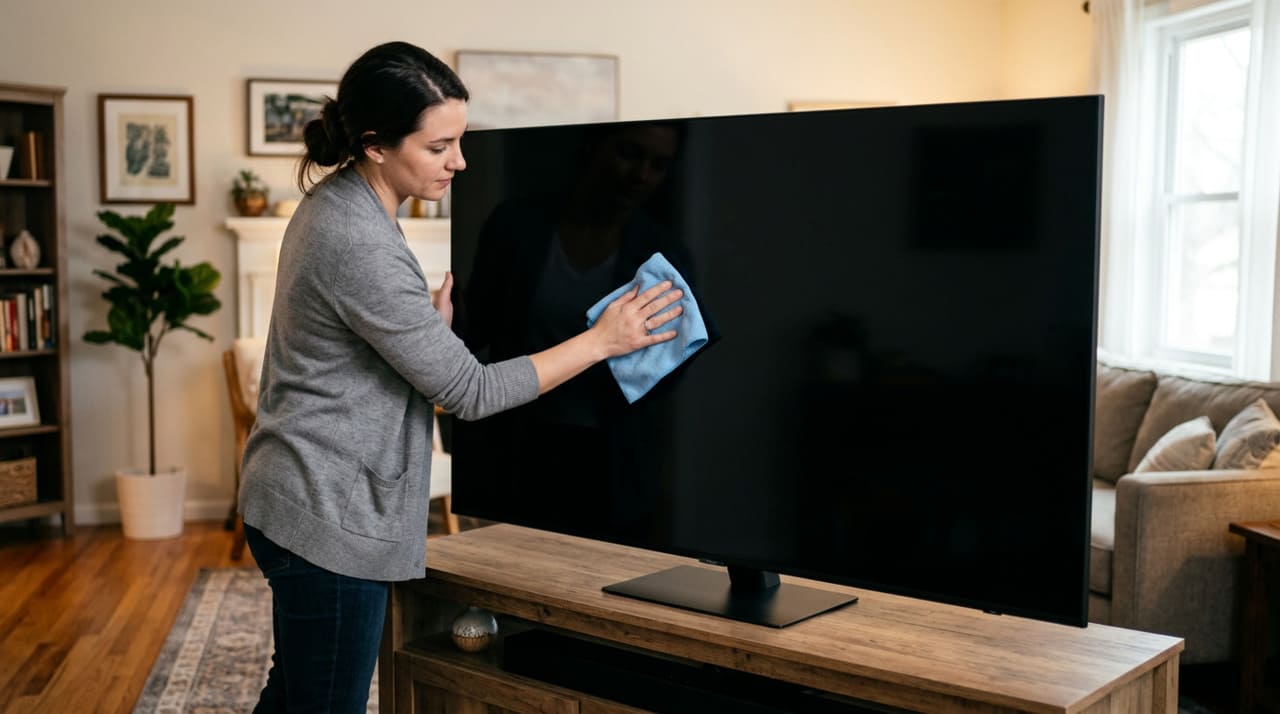 Uma televisão com manchas costuma ser resultado do uso inadequado de produtos de limpeza