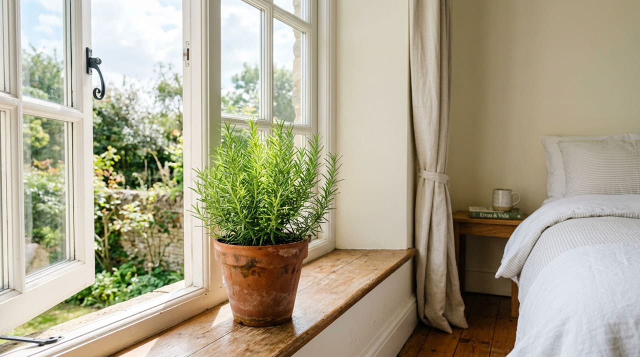 Os benefícios de manter um vaso de alecrim no quarto vão muito além da melhora do sono.