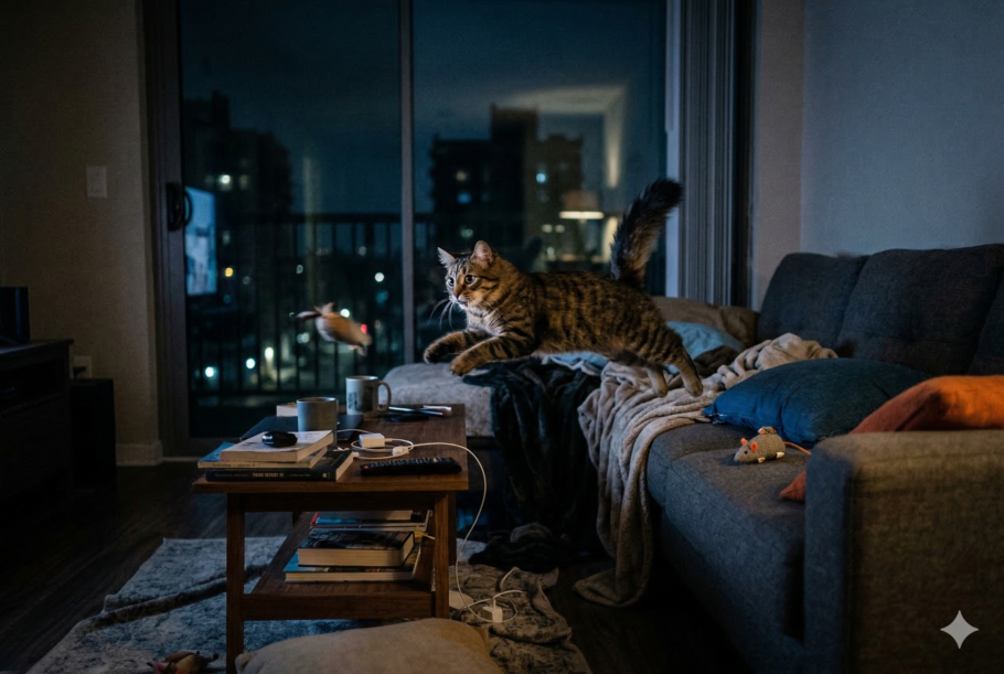 Entenda por que gatos ficam agitados durante a madrugada e o que está por trás das corridas e miados às 3 da manhã