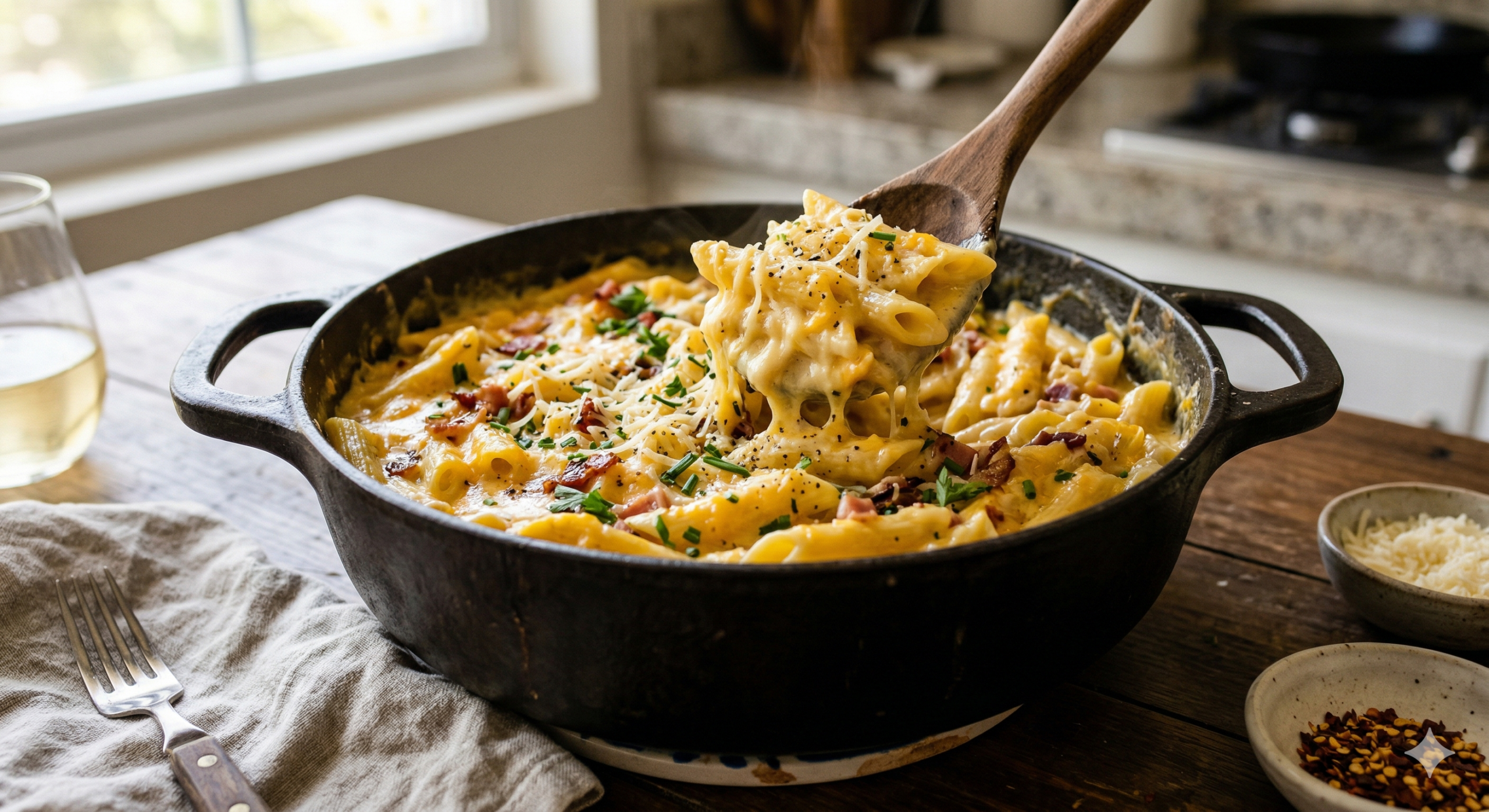 Macarrão cremoso de panela única com toque secreto de queijo