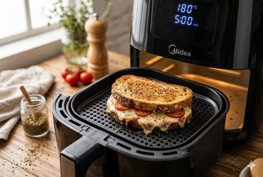Aprenda a fazer mini sanduíche quente crocante na airfryer