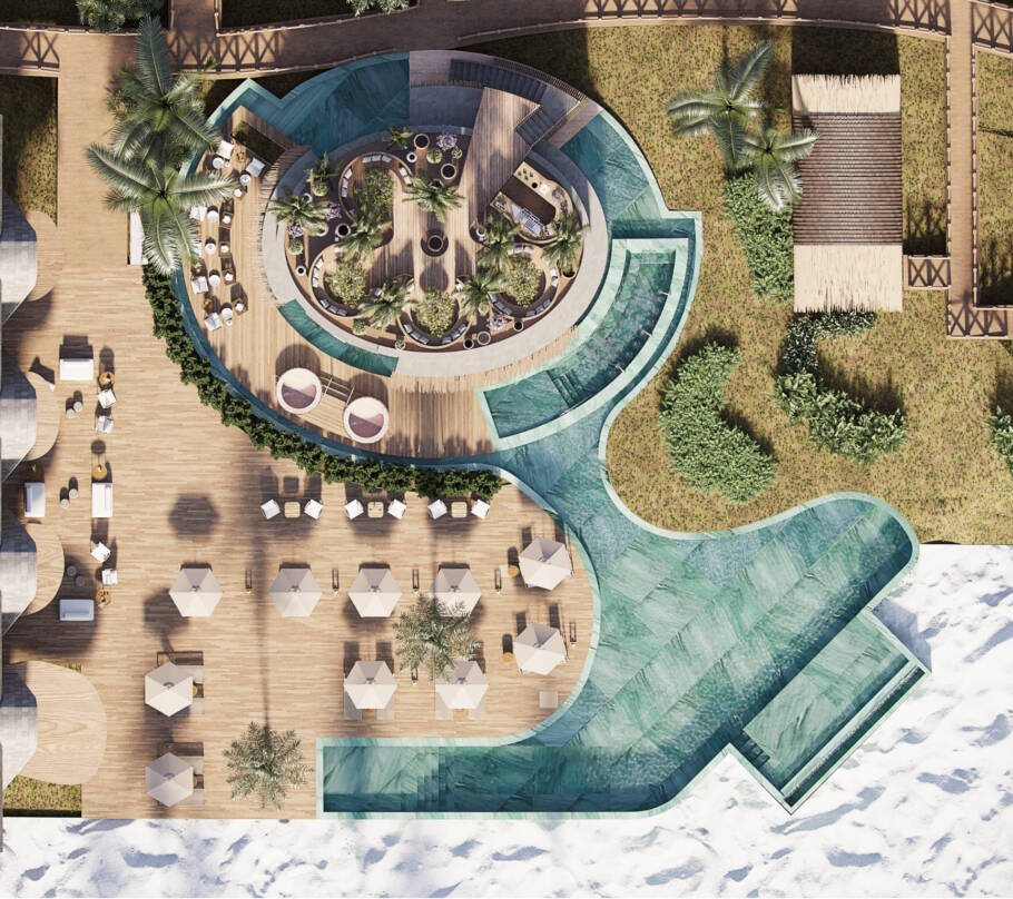 Ilustração artística mostra como será a piscina do Nanö Beach Hotel Subaúma
