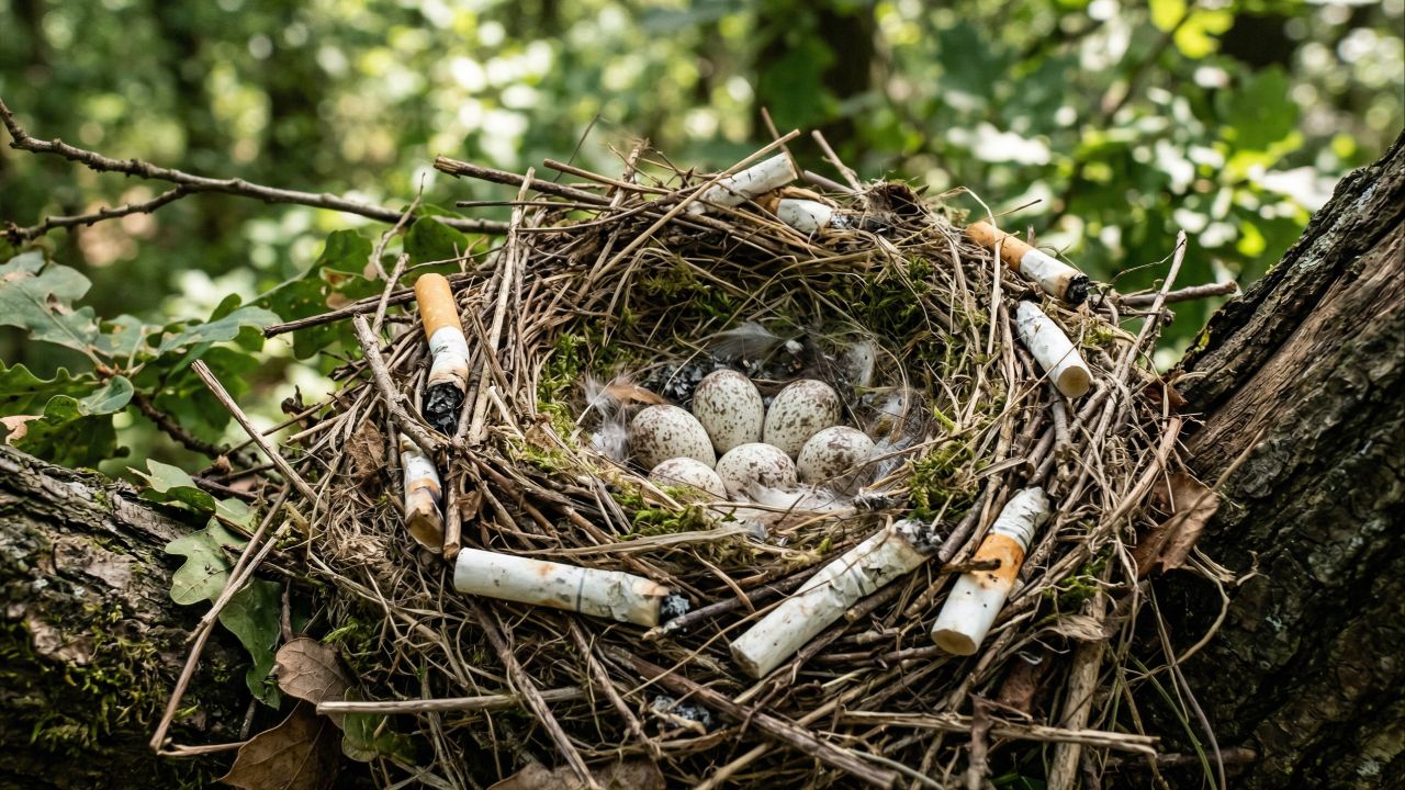 Bitucas em ninhos afastam parasitas, mas oferecem riscos tóxicos às aves.