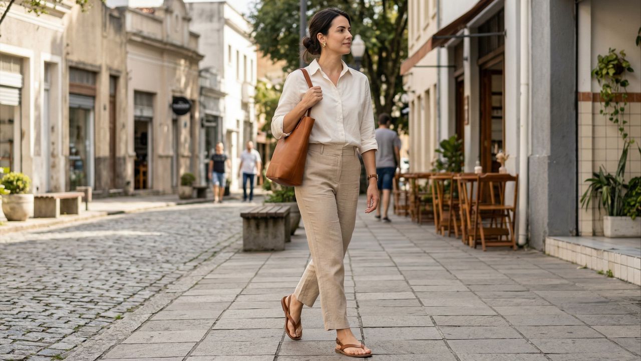 O chinelo minimalista transita entre estilos e ambientes informais com elegância.