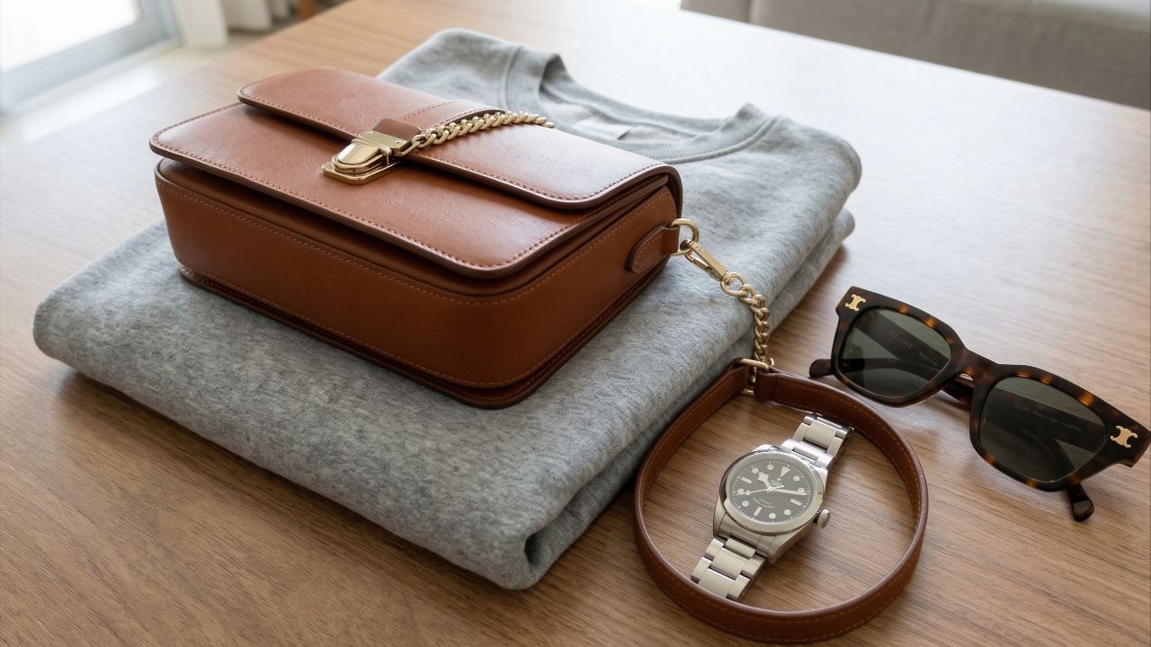 Acessórios certos transformam o moletom casual em um visual sofisticado e moderno.