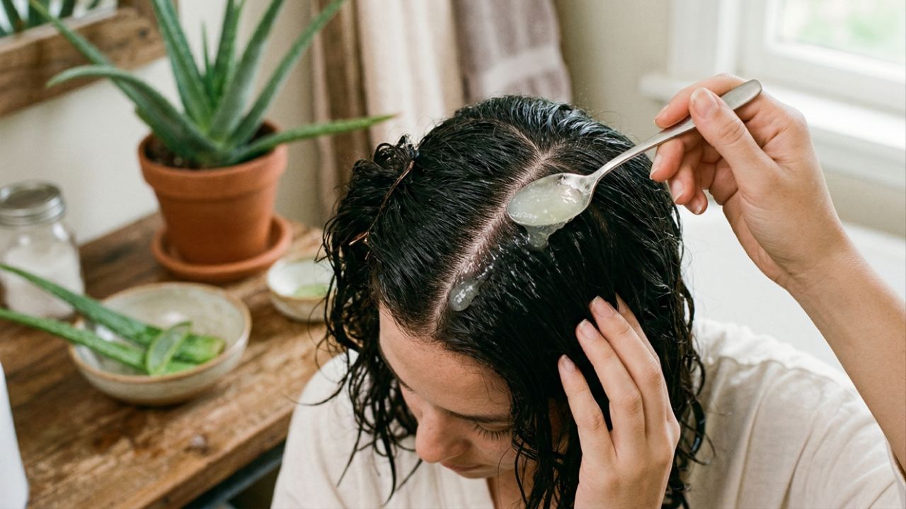 A babosa protege os fios e purifica o couro cabeludo, favorecendo o crescimento saudável.
