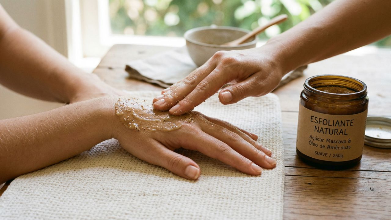 Esfolie e use protetor solar para manter as mãos macias e livres de manchas.