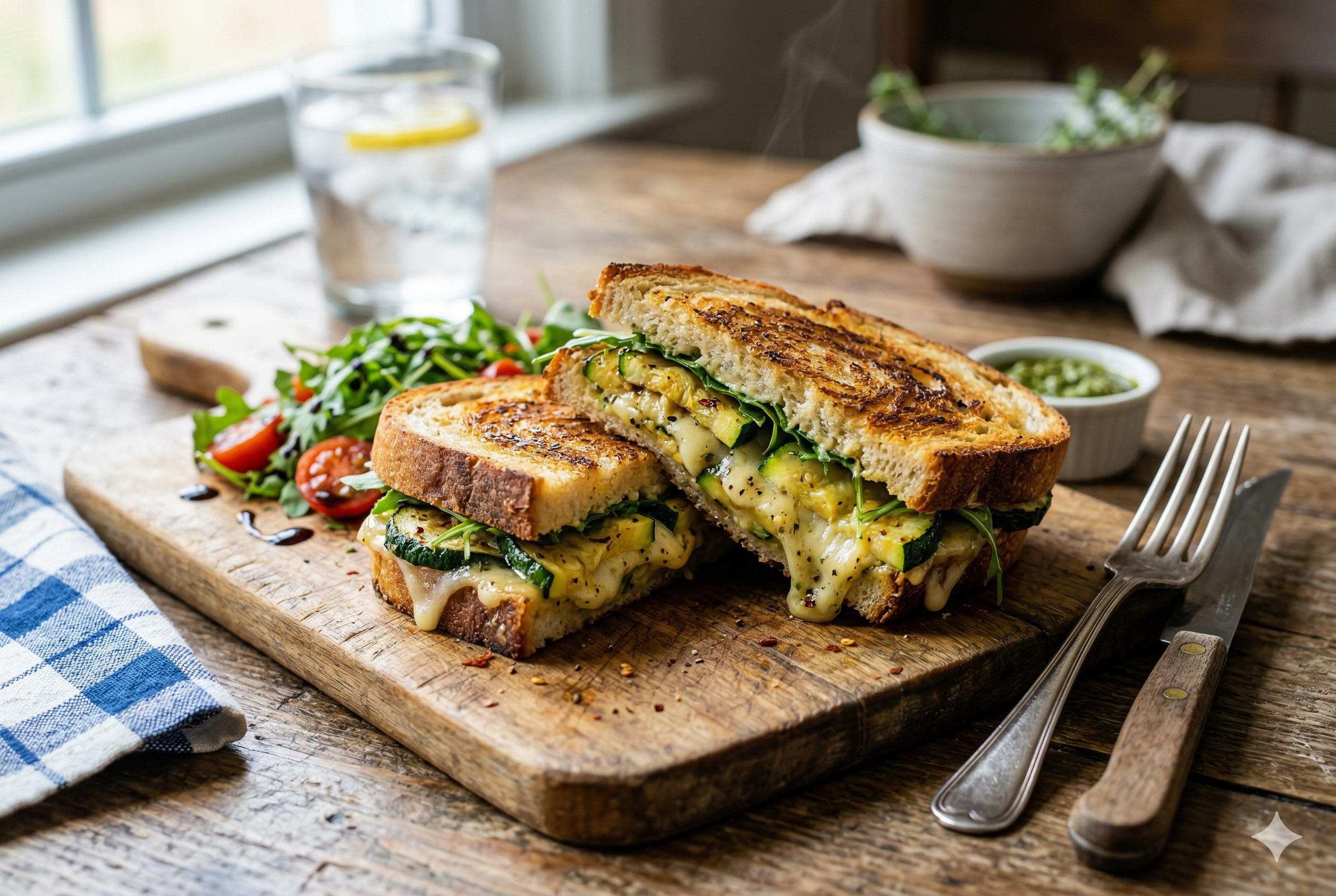 O sanduíche quente de abobrinha com queijo que fica pronto em minutos
