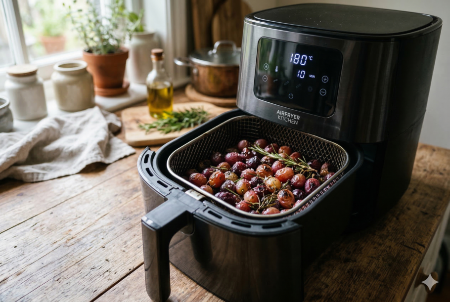 Uvas assadas com alecrim