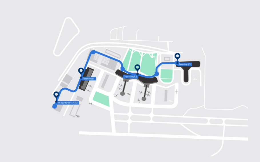Mapa do Aeromóvel do aeroporto de Guarulhos