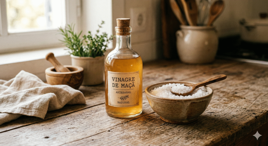 A combinação entre vinagre e sal tem ação antisséptica e desodorizante