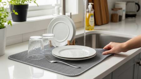 Tapetes escorredores ajudam a organizar cozinhas pequenas