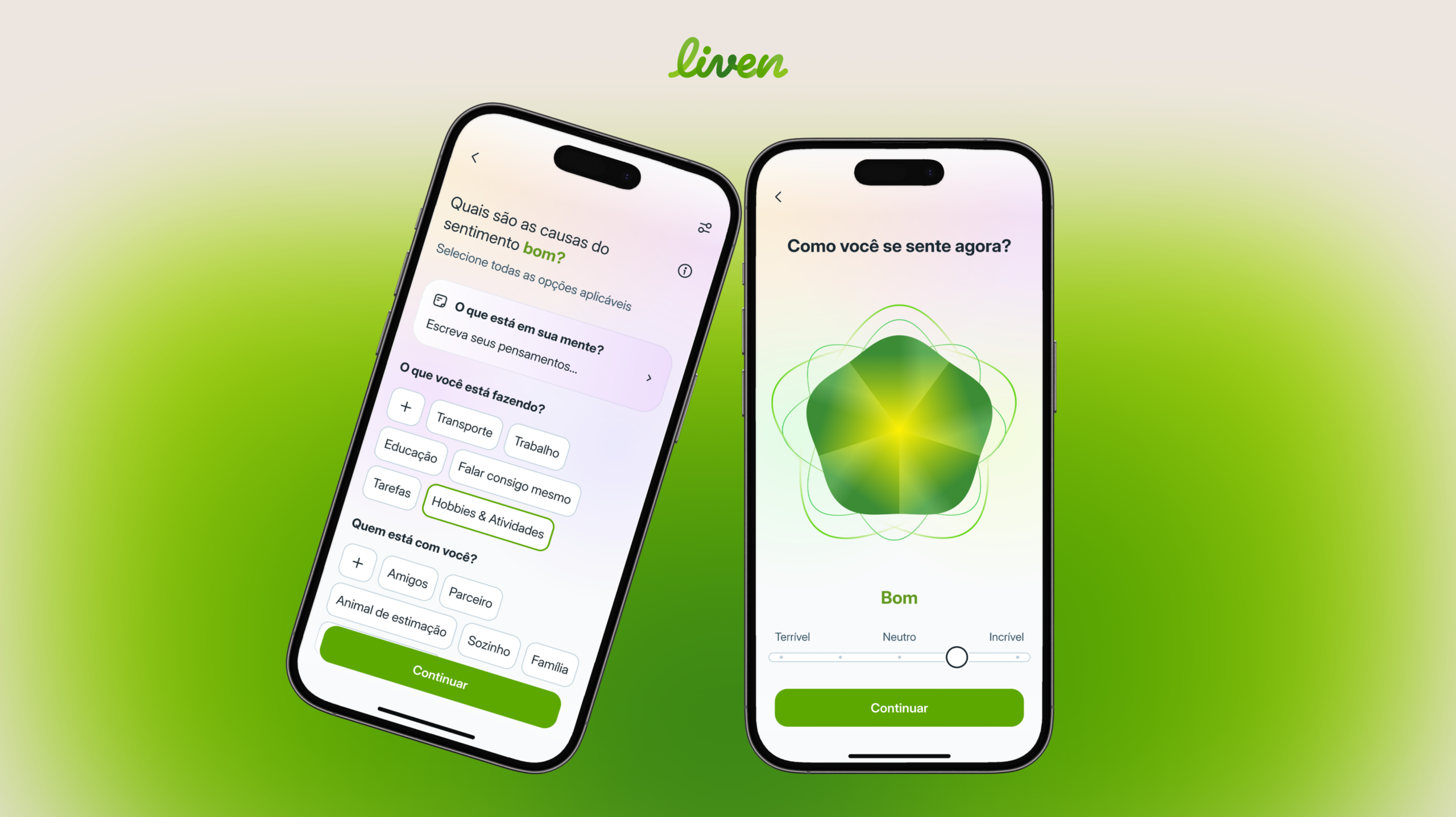 The Liven App oferece uma interface intuitiva, conteúdo baseado em evidências e ferramentas que realmente ajudam no dia a dia