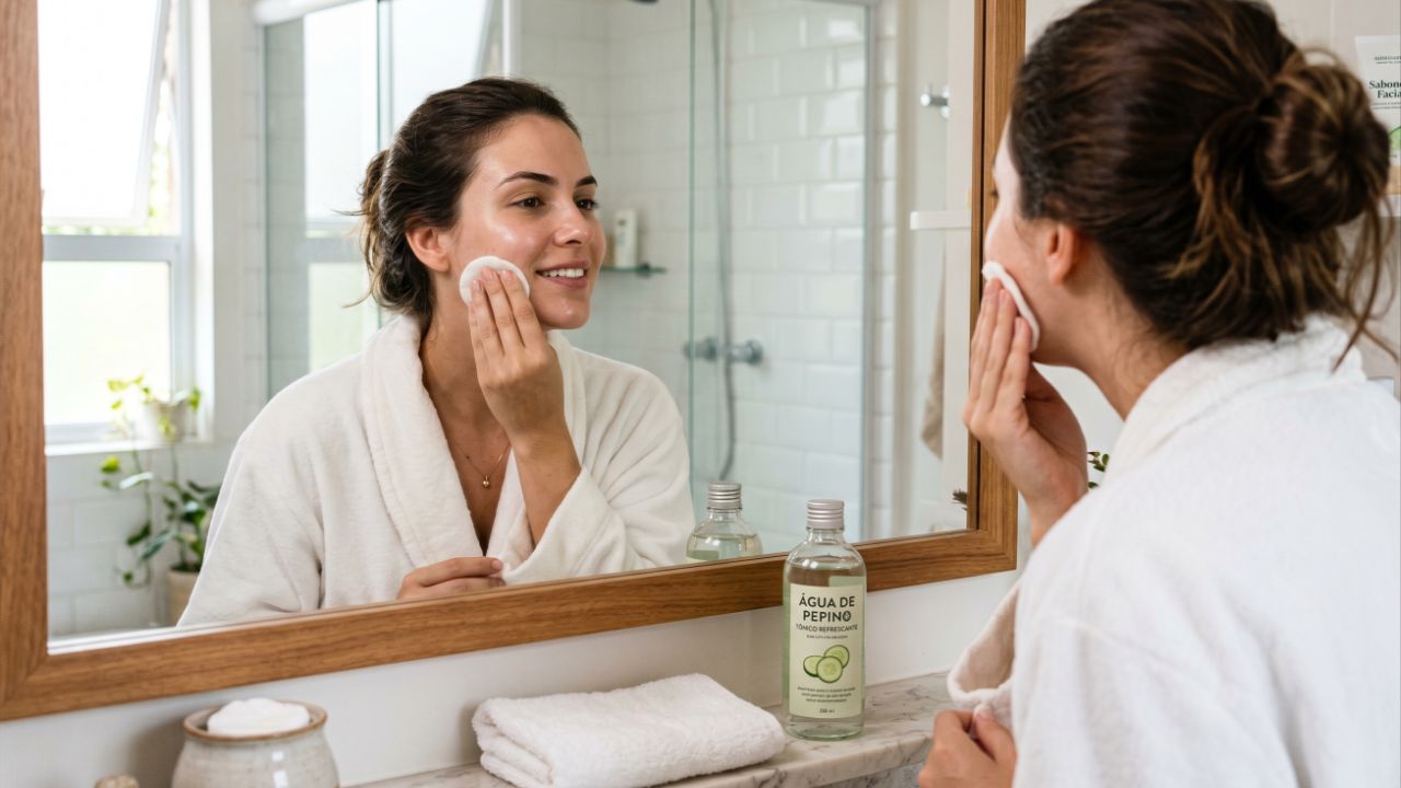 Água de pepino refresca, acalma e hidrata a pele de forma prática e econômica.