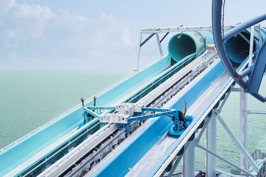 Aqua Slidecoaster é umas das atrações do Norwegian Luna, o mais novo navio da Norwegian Cruise Line