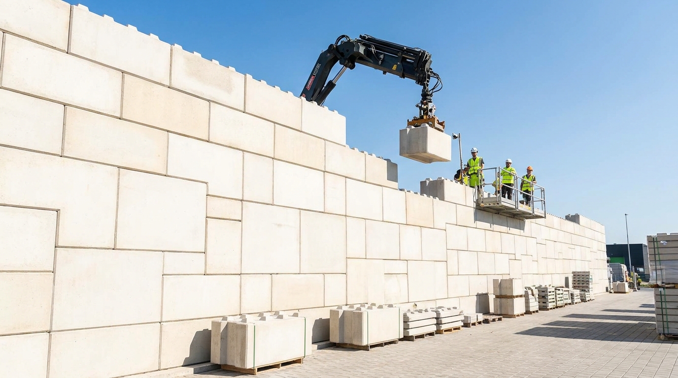 O sistema russo de blocos inteligentes permite erguer paredes com velocidade cinco vezes superior aos métodos tradicionais.