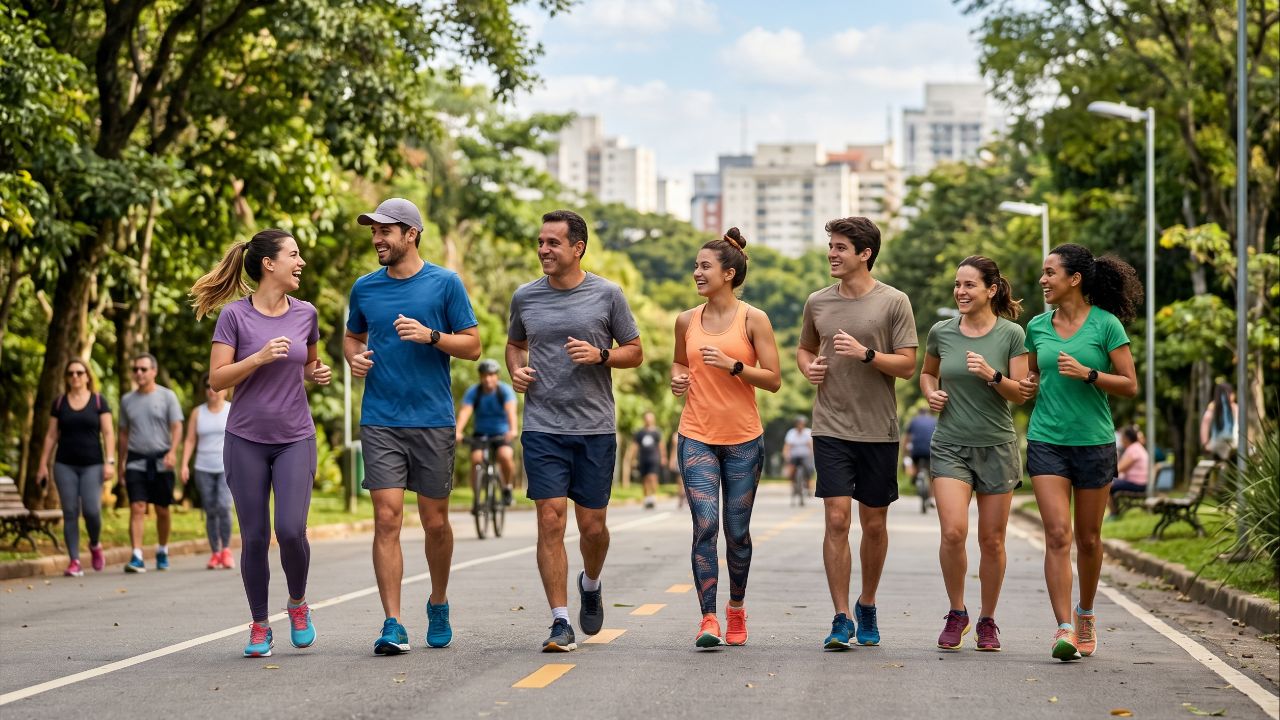 A expressão singgeol beonggeol running simboliza uma corrida leve e sorridente, priorizando o bem-estar mental e o conforto sobre a competição.