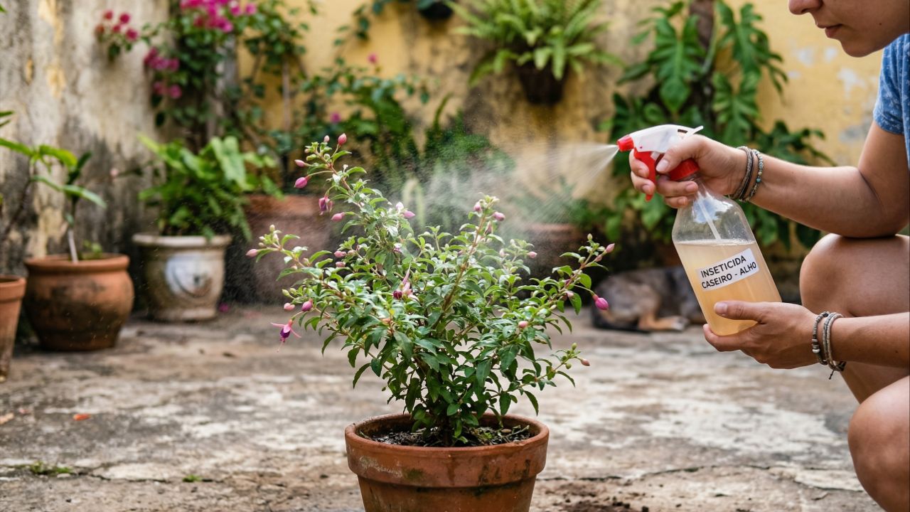 O inseticida caseiro combate pragas com aplicação estratégica e segura.