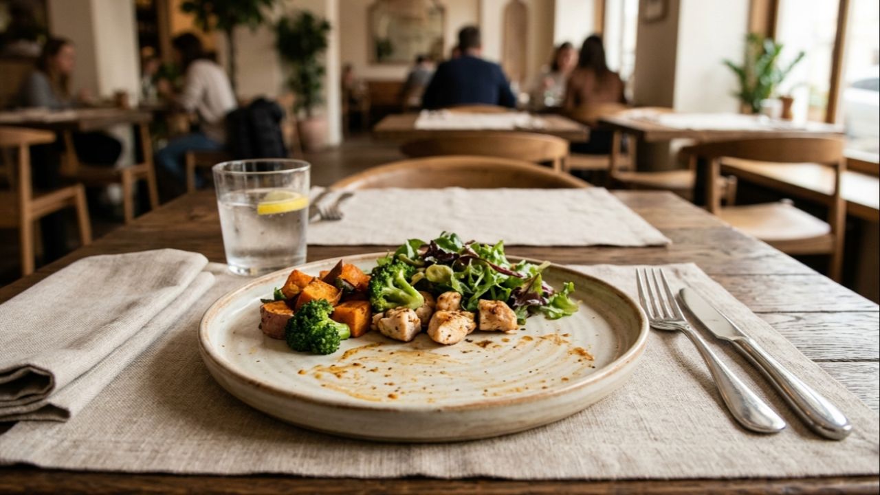 Ajuste o tamanho das porções em restaurantes para controlar a saciedade e manter o foco nos seus objetivos.