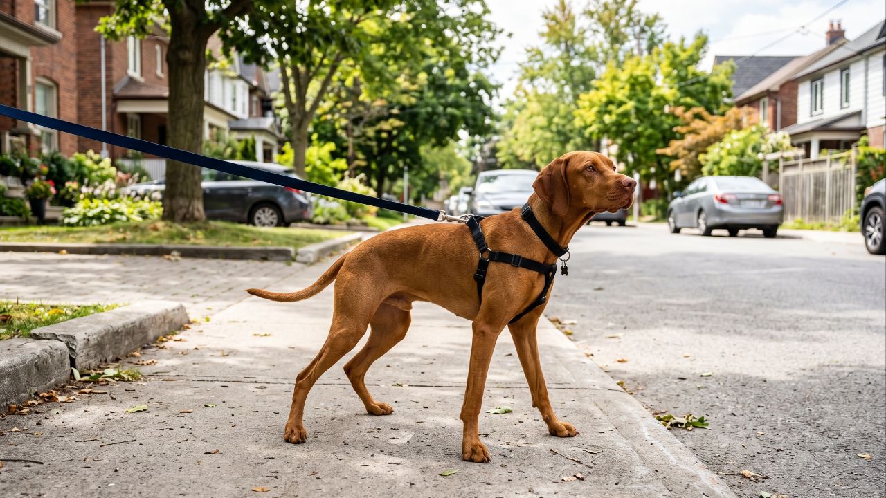 Treinar o cão para não puxar a guia requer paciência e reforço positivo constante para garantir passeios tranquilos.