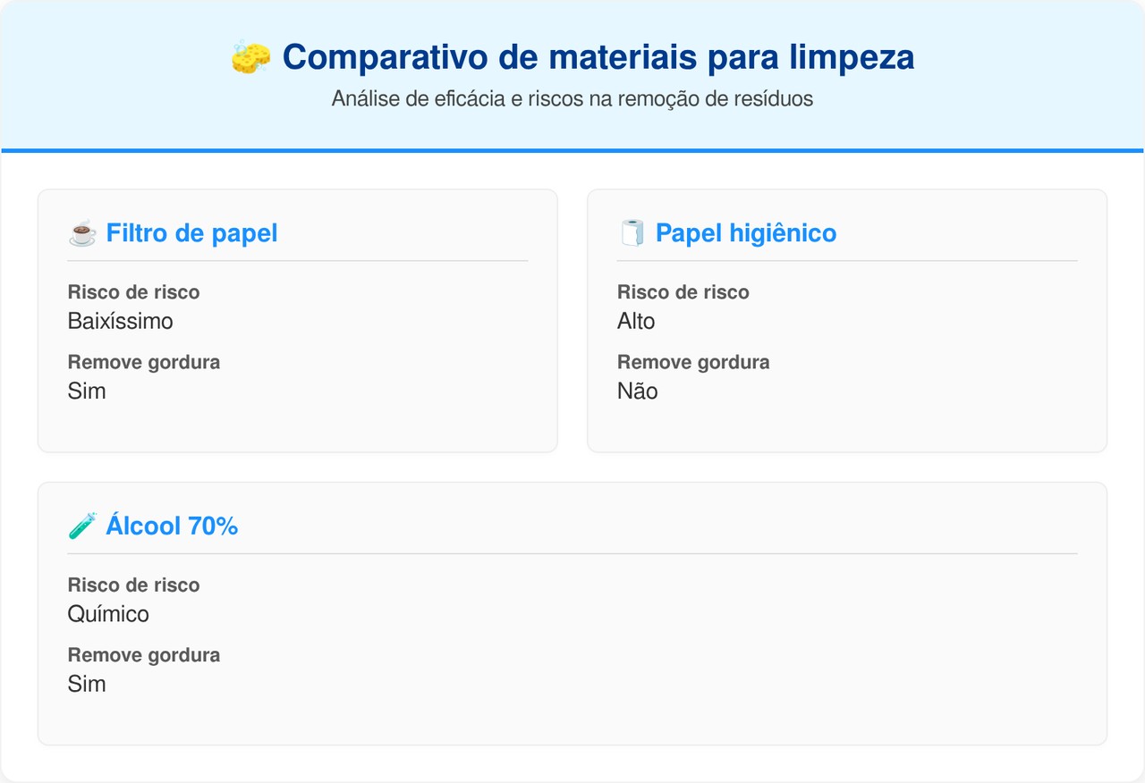 Limpeza de telas engorduradas com filtro de café