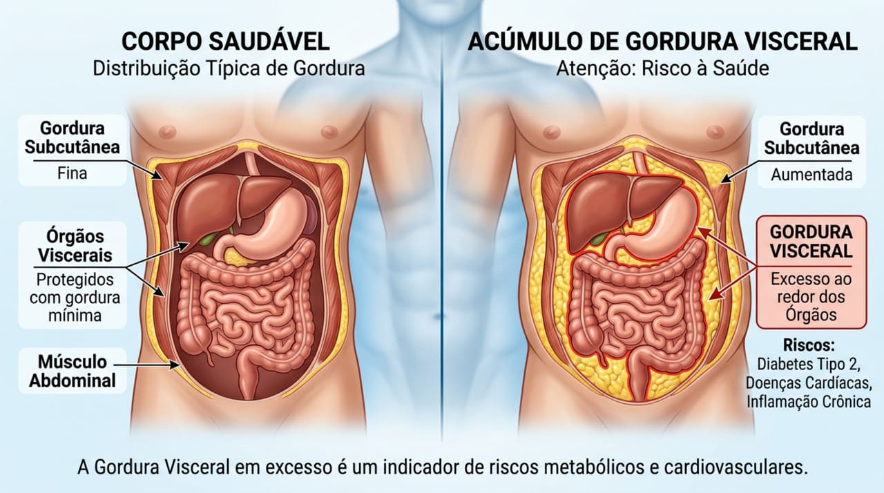 A alimentação saudável tem impacto direto sobre o acúmulo e a redução da gordura visceral.