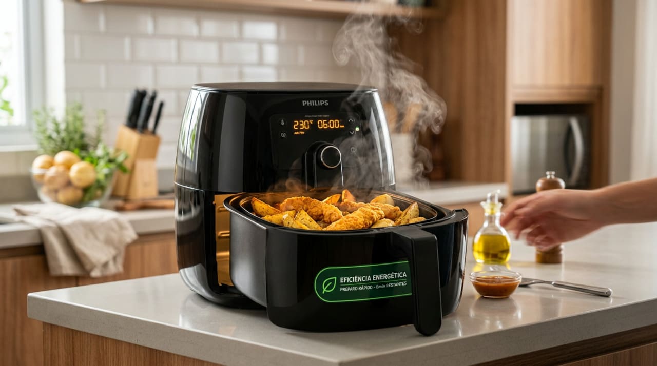 A vantagem da airfryer sobre o forno convencional não está apenas na ventoinha