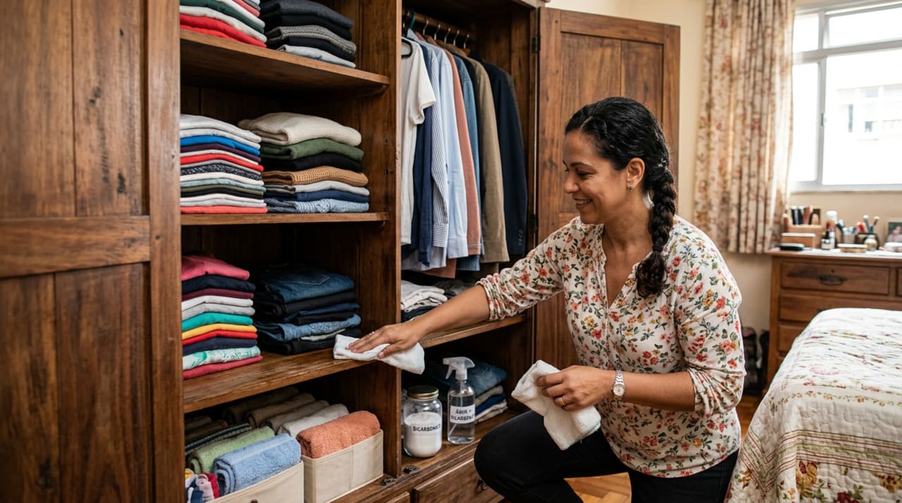 A solução de água com bicarbonato de sódio atua principalmente na neutralização de odores