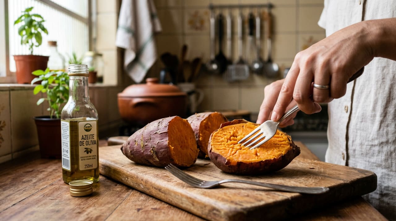 A batata-doce é um alimento nutricionalmente denso, o que significa que oferece muitos nutrientes em relação às calorias que contém