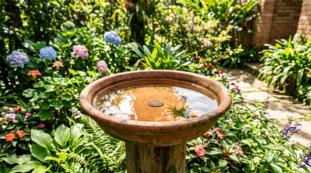 Quem tiver um bebedouro para pássaros é aconselhado a adicionar um item natural a ele