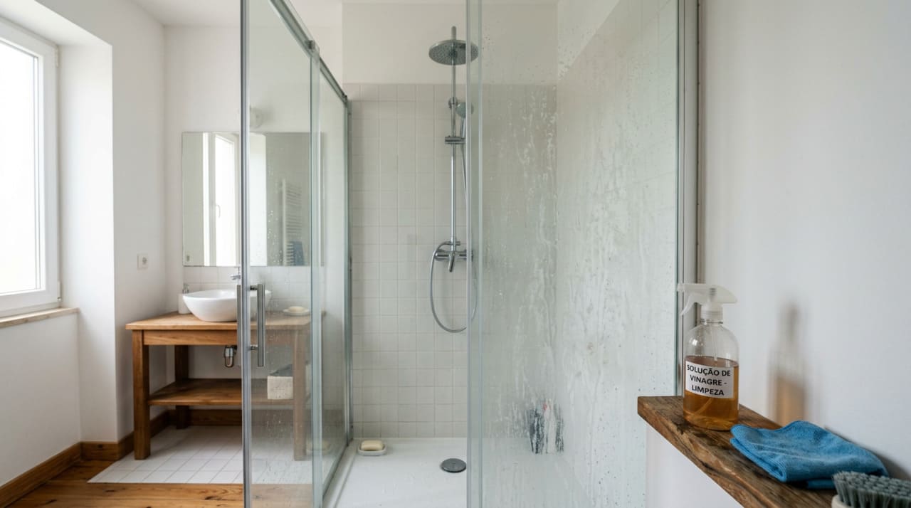 O chamado “calcário” é o resíduo sólido que fica no vidro após a evaporação da água rica em minerais como cálcio e magnésio