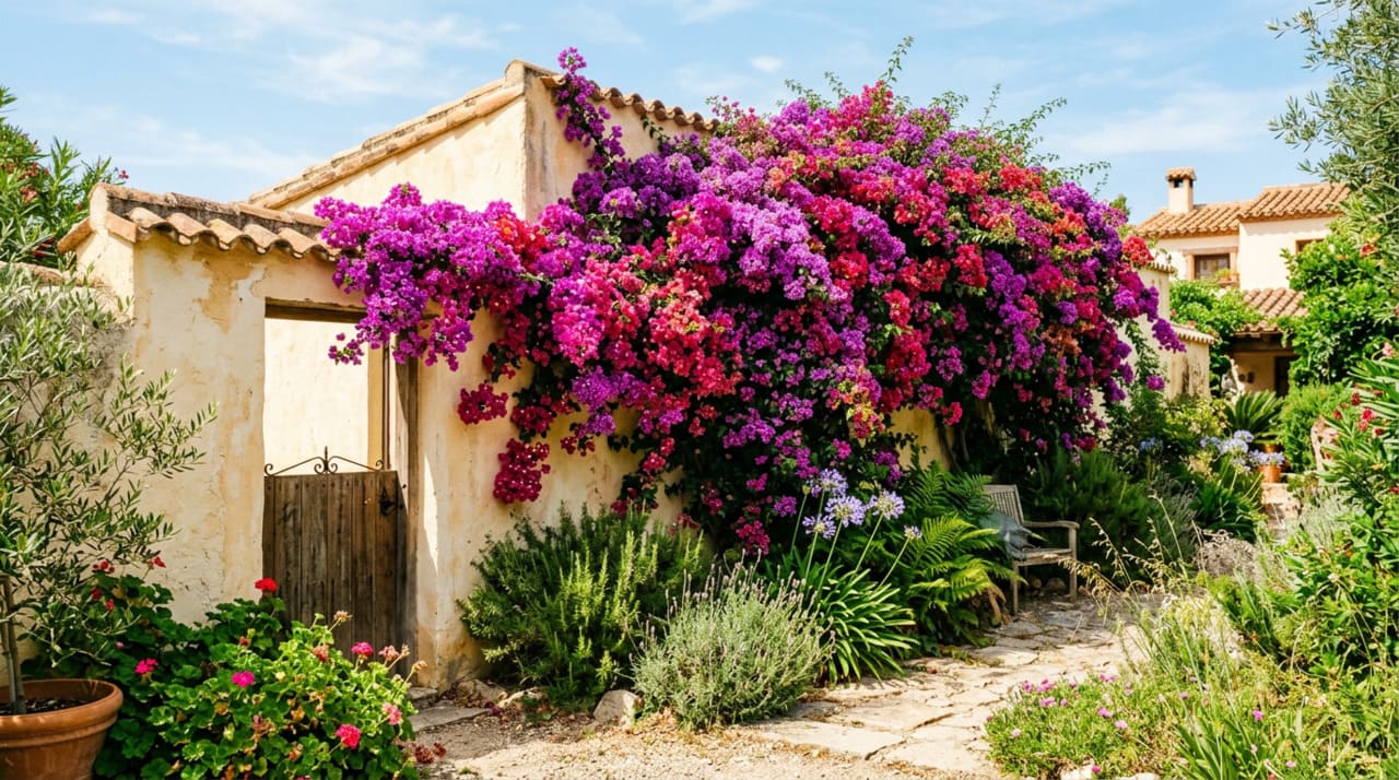 A buganvília (também chamada de primavera ou bougainvillea) é um clássico para clima quente