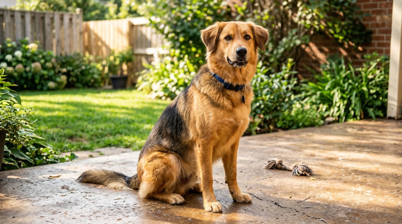 A combinação golden retriever com pastor-alemão costuma ser descrita como adequada para lares ativos