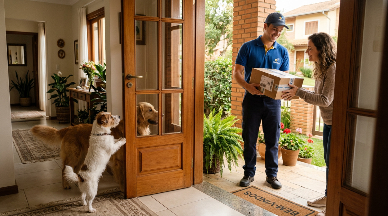Para se despedir de seus cães favoritos, um entregador entrega ao dono todas as fotos deles tiradas ao longo dos anos