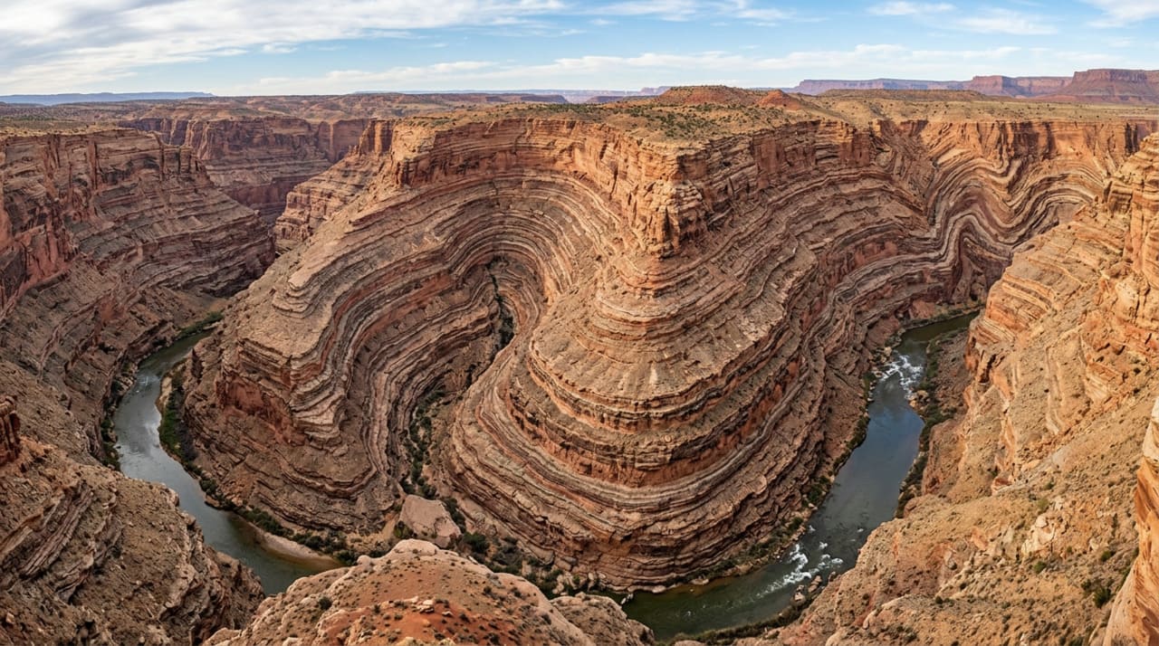 As formações rochosas que apresentam dobramentos acentuados são frequentemente o resultado de forças tectônicas imensas que atuam sobre a litosfera ao longo de eras